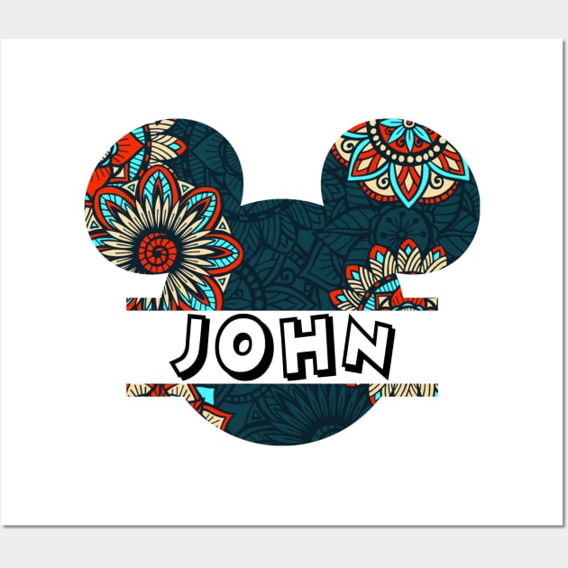 John Name With Seamless Pattern Wall Art by Maddalena's